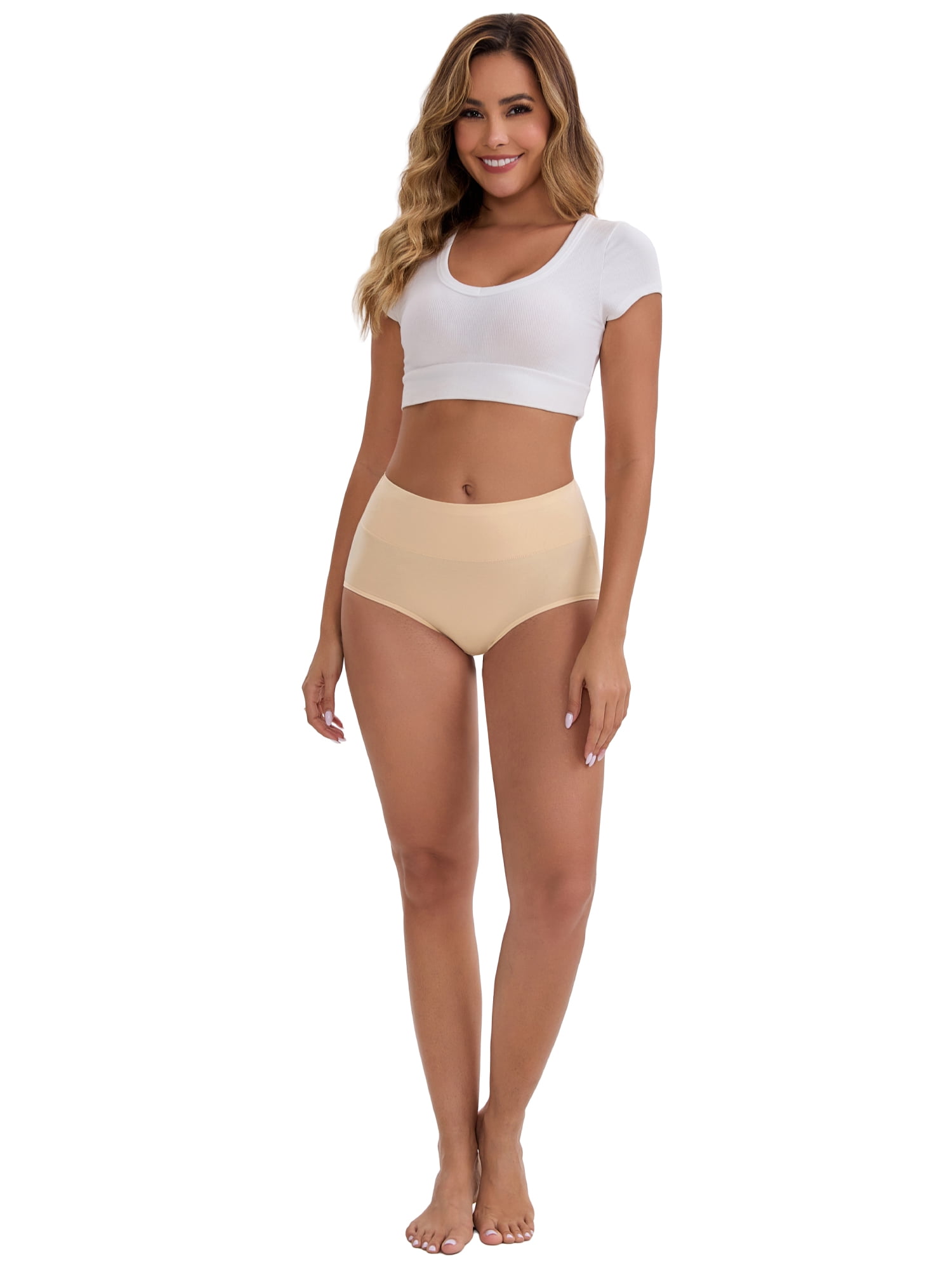 DARING DIVA Women's Tummy Control Underwear Briefs 4 Packs S Beige