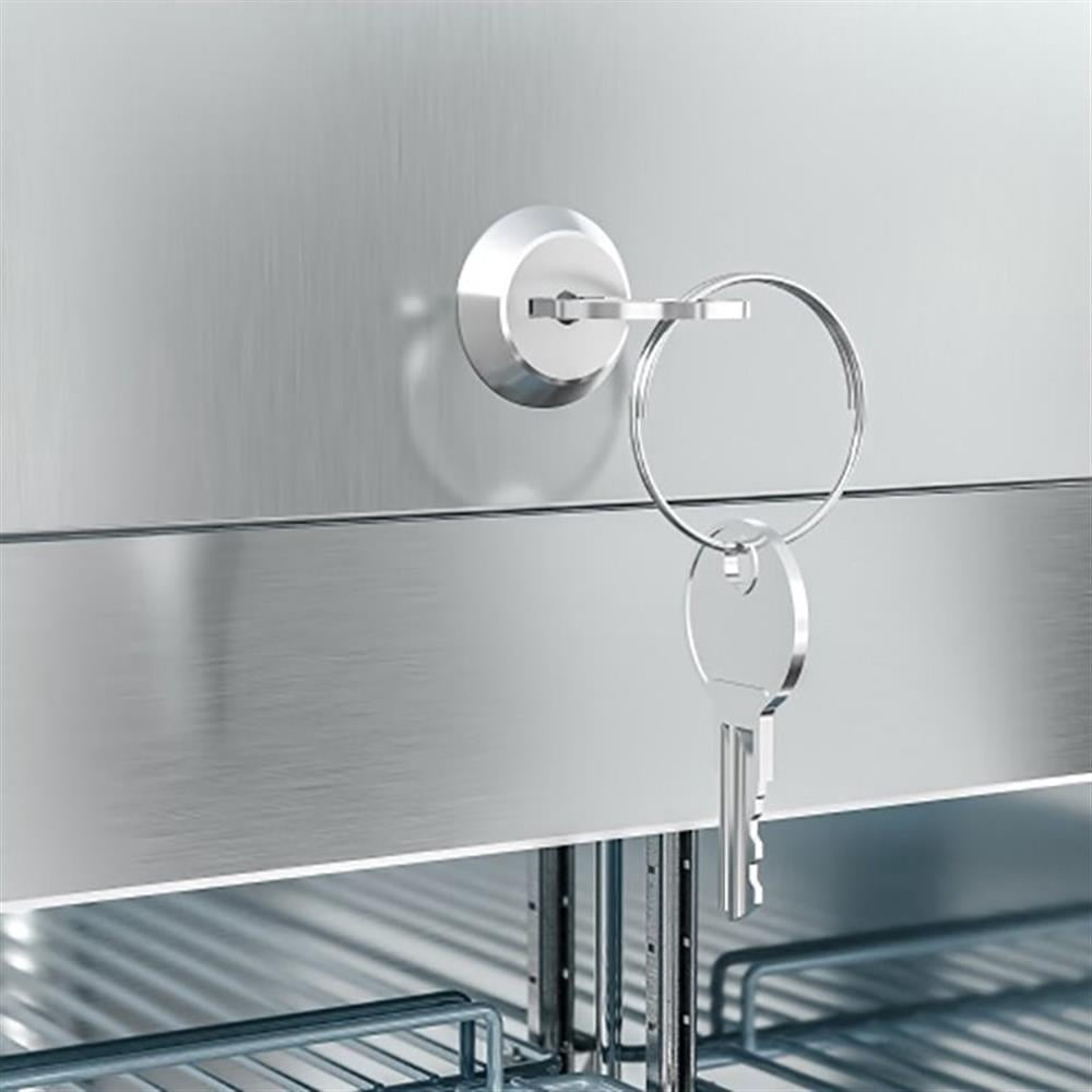 Pemberly Row Steel Freezer w/ Reach-In Self-Close Glass Doors in Silver