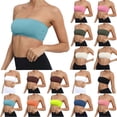 thumbnail image 3 of XFLWAM Women's Padded Bandeau Sports Tube Top Bra Wireless Solid Seamless Yoga Workout Support Crop Tube Top Yoga Fitness Bralette, 3 of 3