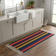 thumbnail image 6 of Area Rug with Tassels 2' x 5', Colorful Mexican Stripes Kitchen Runner Rug for Hallway Bedroom Throw Rugs, Gradient Line Ethnic Style Soft Door Mat for Bathroom Entrance Living Room, 6 of 9