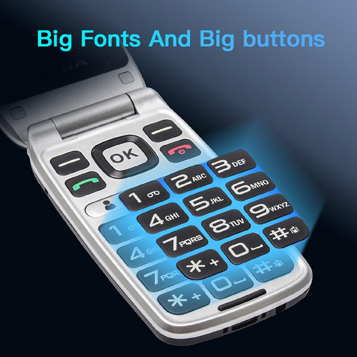 4G Flip Phone for Senior, 2.4 Inch Dual Screen SOS Emergency Call Feature Phone 1450mAh Battery with Charging Dock Big Push-Button for Elderly