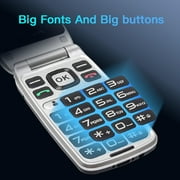 4G Flip Phone for Senior, 2.4 Inch Dual Screen SOS Emergency Call Feature Phone 1450mAh Battery with Charging Dock Big Push-Button for Elderly