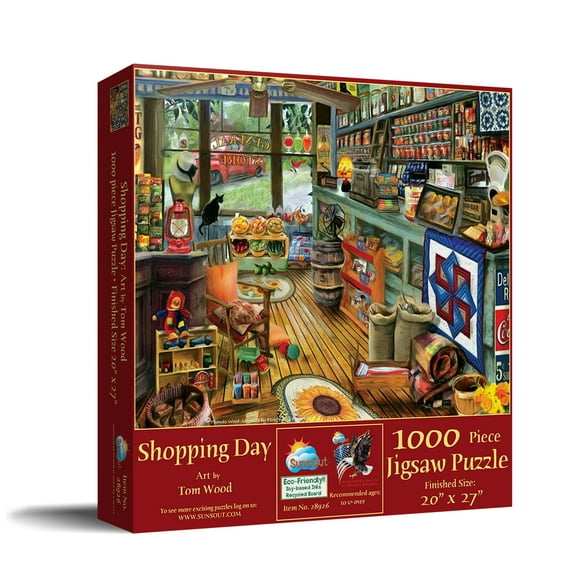 SUNSOUT INC - Shopping Day - 1000 pc Jigsaw Puzzle by Artist: Tom Wood - Finished Size 20" x 27" - MPN# 28926