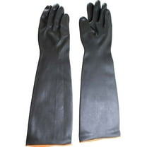 HAWK Men's 24" (61 cm) Smooth Black Rubber Gloves | Size Large (L) | Full Arm Protection | Industrial-Grade | Heavy Duty & Waterproof