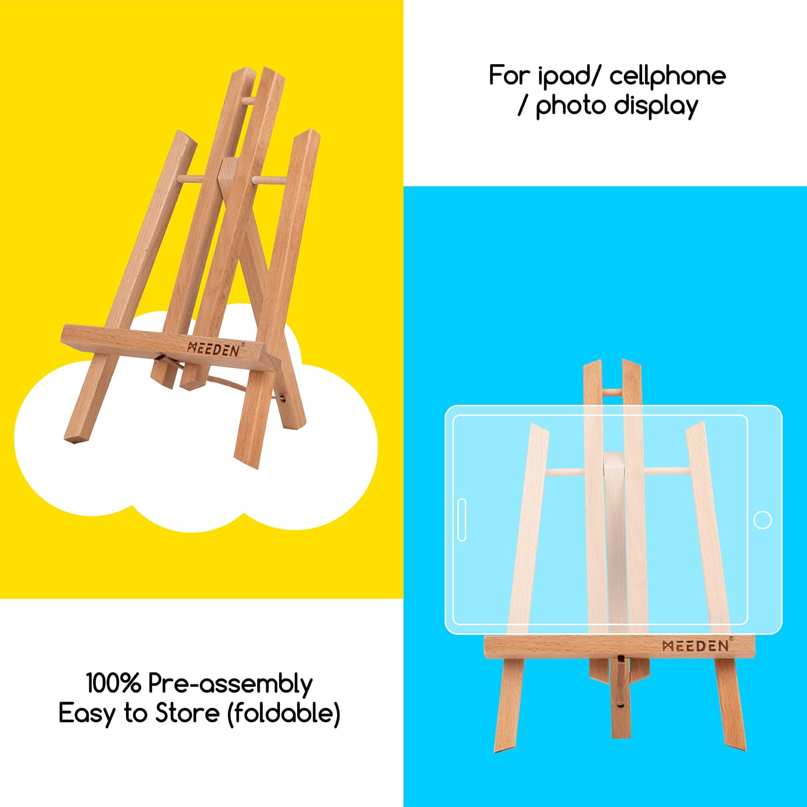 MEEDEN 12" Table Top Easel for painting, Beech Wood Tabletop Easel for Display and Painting, A-Frame Table Easel for Artist and Adults, 12 Pack