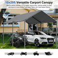 thumbnail image 6 of Grezjxc 10x20 ft Metal Carport Car Canopy Portable Car Tent Garage, Gray, 6 of 8