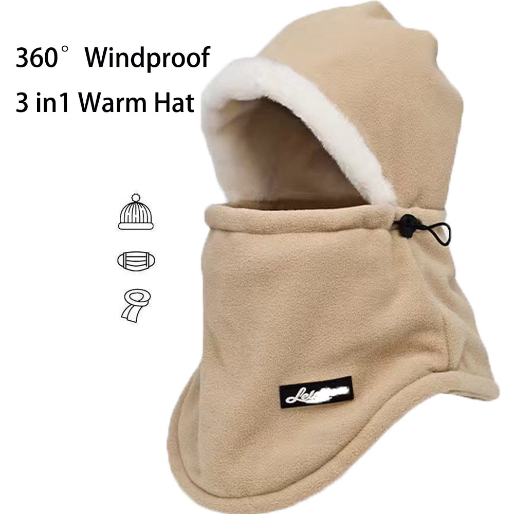 3 in 1 Winter Hat with Mask Neck Windproof,Outdoor Ride Fleece Ski Mask Cold,Winter Warm Ear Protection Snow Caps
