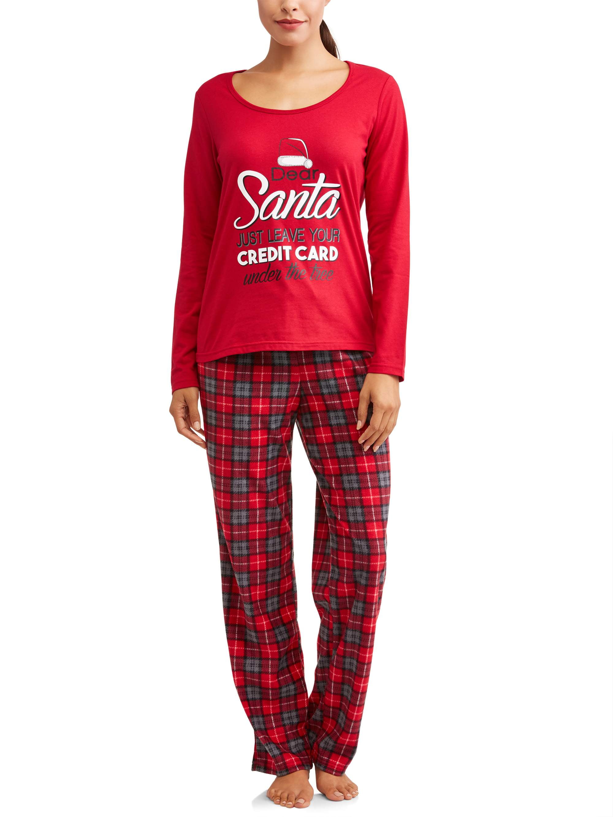 Family PJs Holiday Family Sleep Women's Plaid Santa Pajamas (2-Piece ...