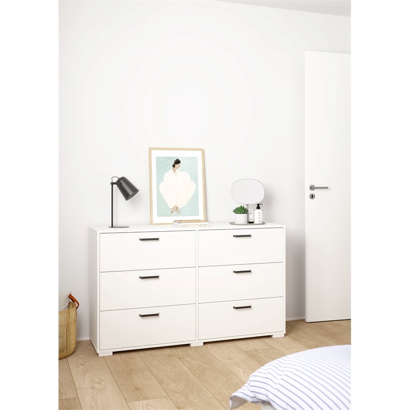 Tvilum Sofia 6 Drawer Double Dresser for Adults, White
