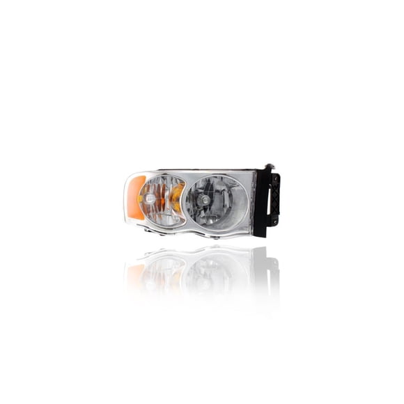 Headlight Assembly - Compatible/Replacement for '04-05 Dodge RAM Pickup 1500/2500/3500 - Halogen, Chrome Interior - Right Hand - Passenger - 55077120AG