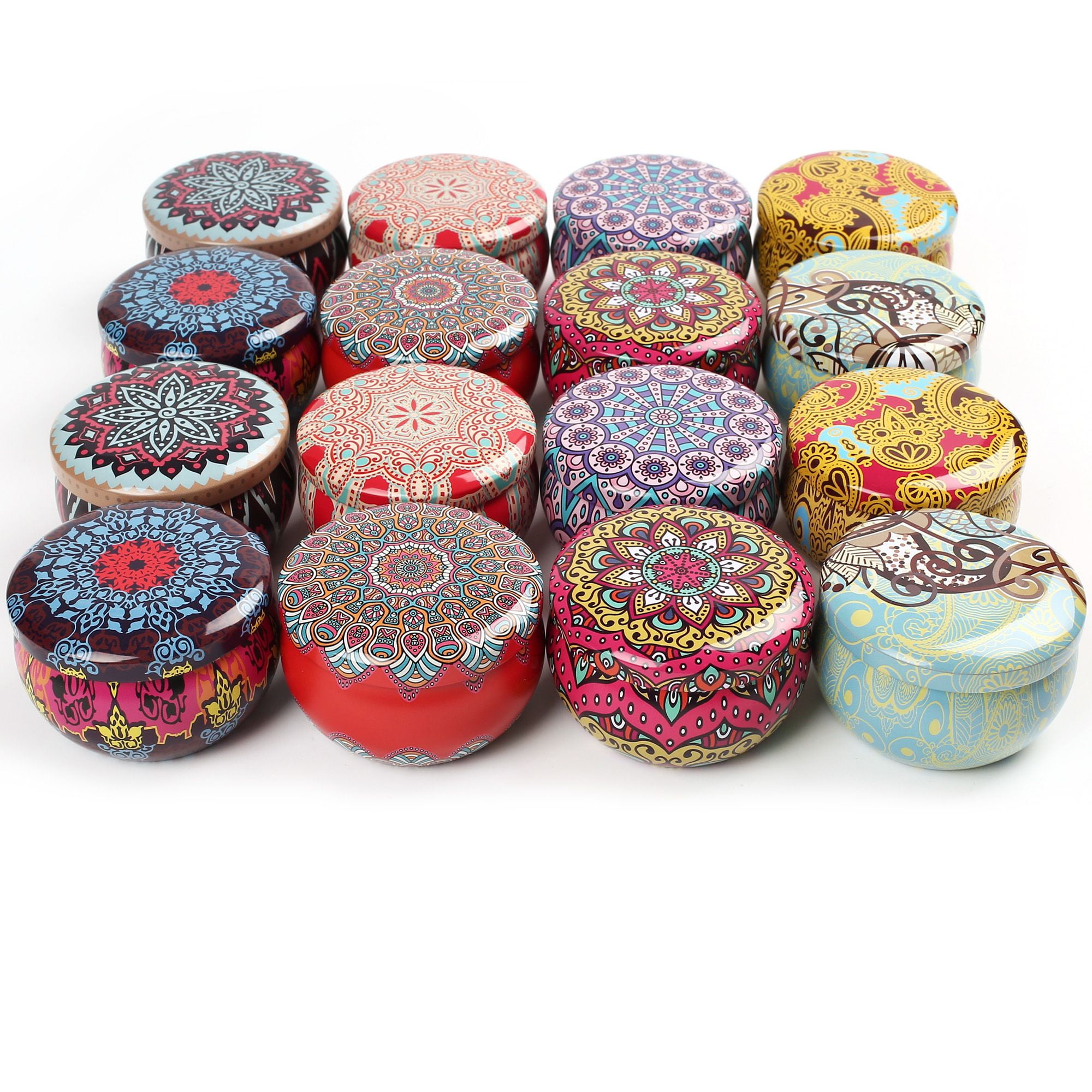 LotFancy 16 Metal Candle Tins Jars with Lids for Soy Wax Tealight, Multicolor