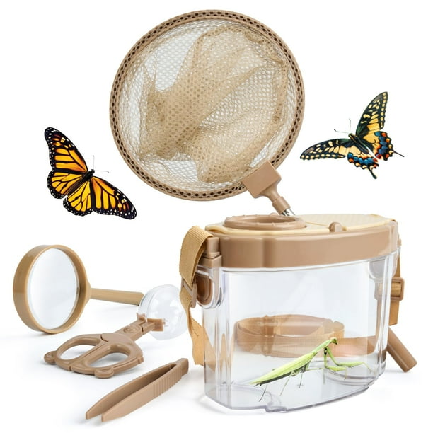 Kit de captura de insectos Montessori Mama para niños, juego completo de exploración de insectos con herramientas de aumento de red extensible de hábitat y correa de transporte, regalo educativo de av