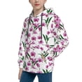 thumbnail image 2 of Fotbe Orchids Flowers Pattern Youth Pullover Hooded Sweatshirt, Boys Hoodie, Kangaroo Pocket Hoodie for Kids Girls -Small, 2 of 6