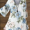 thumbnail image 5 of Xysaqa Women's Chiffon 3/4 Sleeve Shirts Vintage Boho Floral Print Tunic Tee Pleated V Neck Casual Work Shirts Blouses Tops, 5 of 5