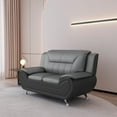thumbnail image 4 of US PRIDE FURNITURE Eveland 61.3" Faux Leather Pillow Top Arm Loveseat-Gray/Black, 4 of 5