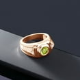 thumbnail image 5 of Gem Stone King 1.95 Ct Round Green Peridot White Diamond 18K Rose Gold Plated Silver Men's Ring, 5 of 5