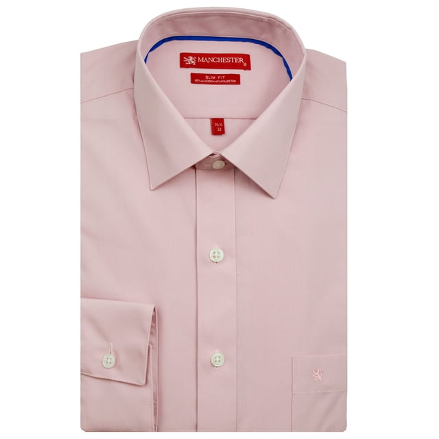 Manchester Camisa de Vestir Slim Fit Coral, 17.5" Cuello 35" Manga Manchester 59960A