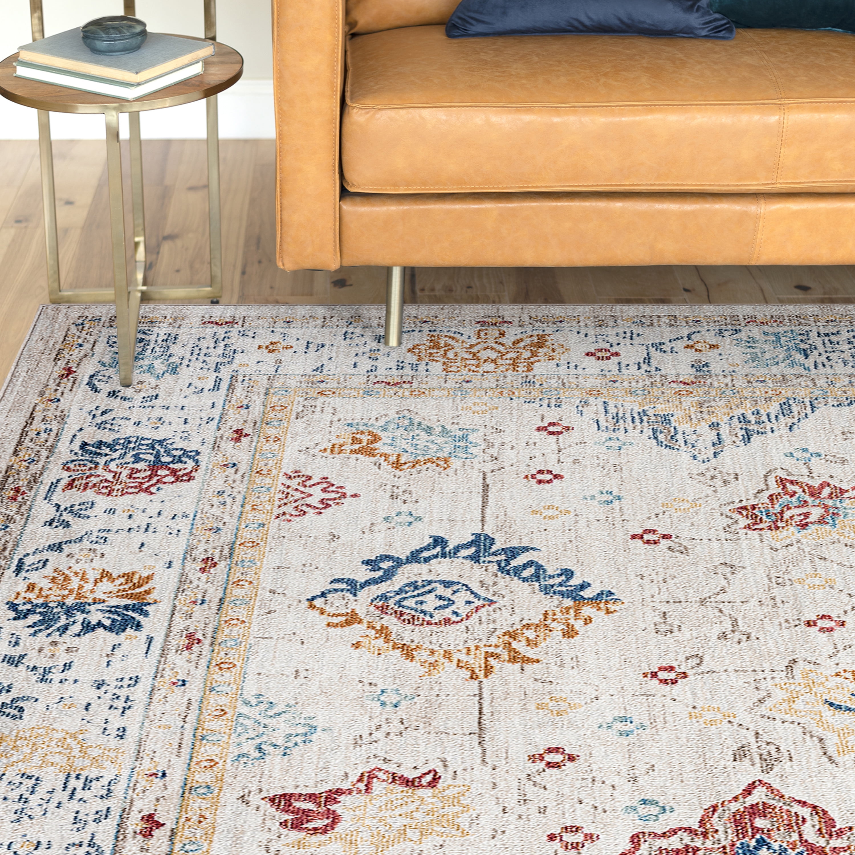 Traditional 5x8 Area Rug (5'3'' x 7'7'') Floral Gray, Cream Living Room Easy to Clean