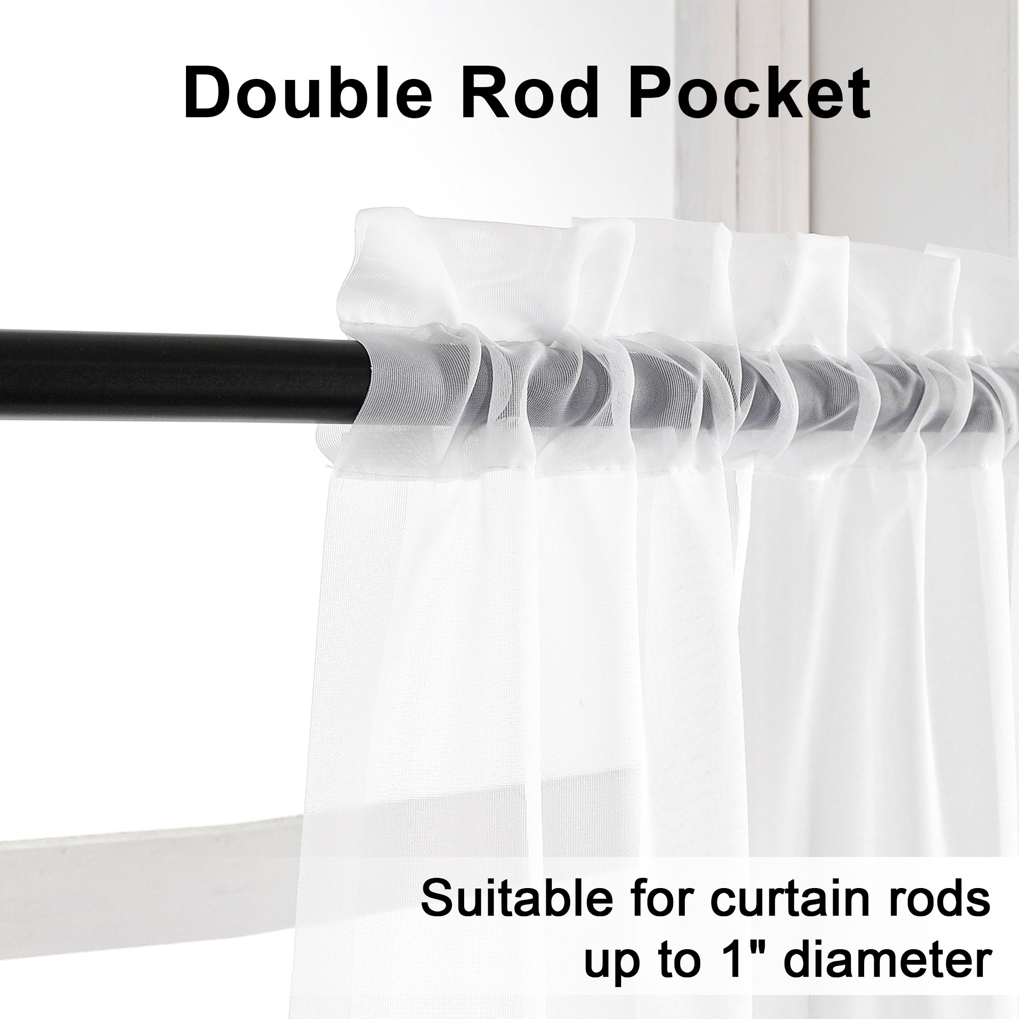 OVZME White Sheer Curtain Panels, 2-Pack, 59" x 90" photo 5