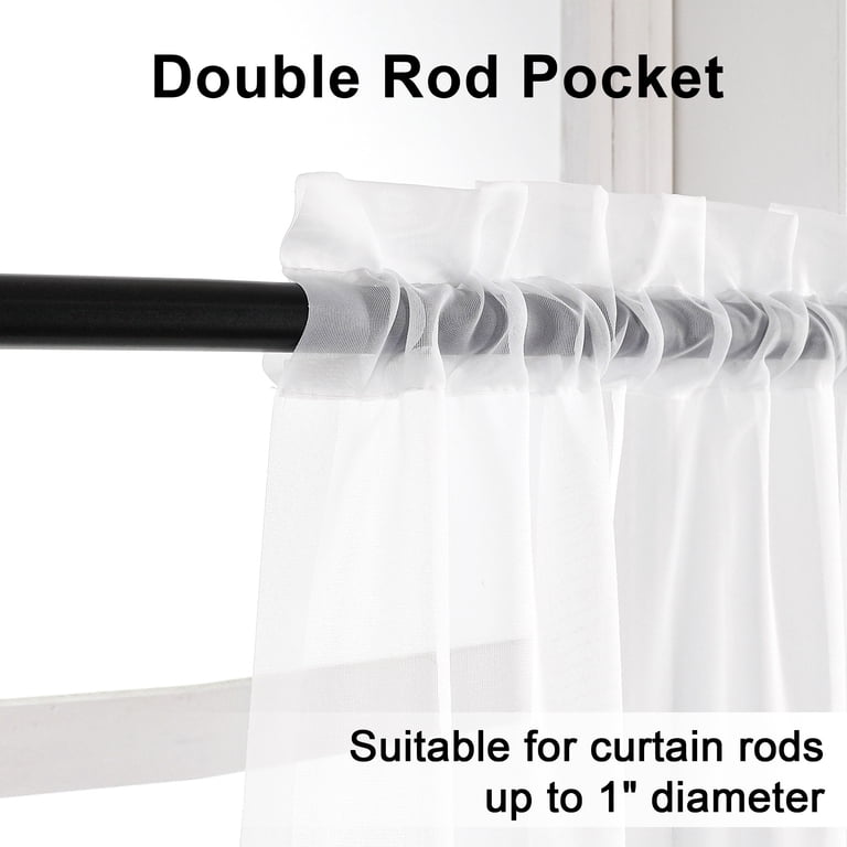 OVZME Sheer Curtains 59x96 White 2-Panel Set photo 5