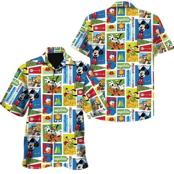 Mickey Mouse Cartoon Hawaiian Shirt, Disney Friends Summer Vacation Beach Shirt