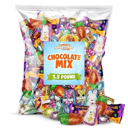 Bulk Easter Candy Bulk - 1.5 Pound Easter Candy Assorted Chocolate Candy Variety Pack for Easter Parties Egg Hunts & Basket Fillers
