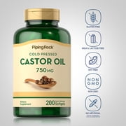 Cold Pressed Castor Oil 750mg | 200 Softgel Capsules | by Piping Rock