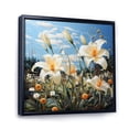 thumbnail image 2 of Designart "Lilies Dreams White Green painting" Floral Floater Framed Canvas Art Print, 2 of 7