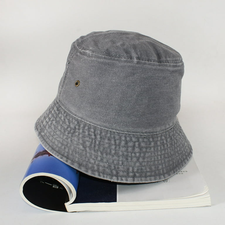 Realyc Fisherman Hat Vintage Foldable Denim Simple Style Bucket Hat for Men  