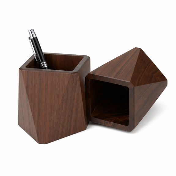 Black Walnut Wooden Pen Holder, Solid Wood Desk Organizer, Pen Cup for Office Home, Premium Gift