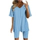 thumbnail image 1 of Blusas para las Mujeres Casual Impreso Cuello en V Manga Corta Blusa Pantalones Cortos, Conjuntos de Ropa para las Mujeres, 1 of 5