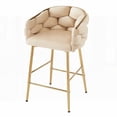 thumbnail image 3 of 28'' Modern Beige Counter Stool Set of 2 - Iron Frame with Soft Back & Cushion & Footrest, 3 of 16
