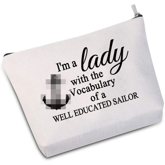 Zuo Bao Cosmetic Pouch Funny Quotes I'm a Lady with the Vocabulary of a Well Educated Sailor Makeup Bag (Well Educated Sailor)