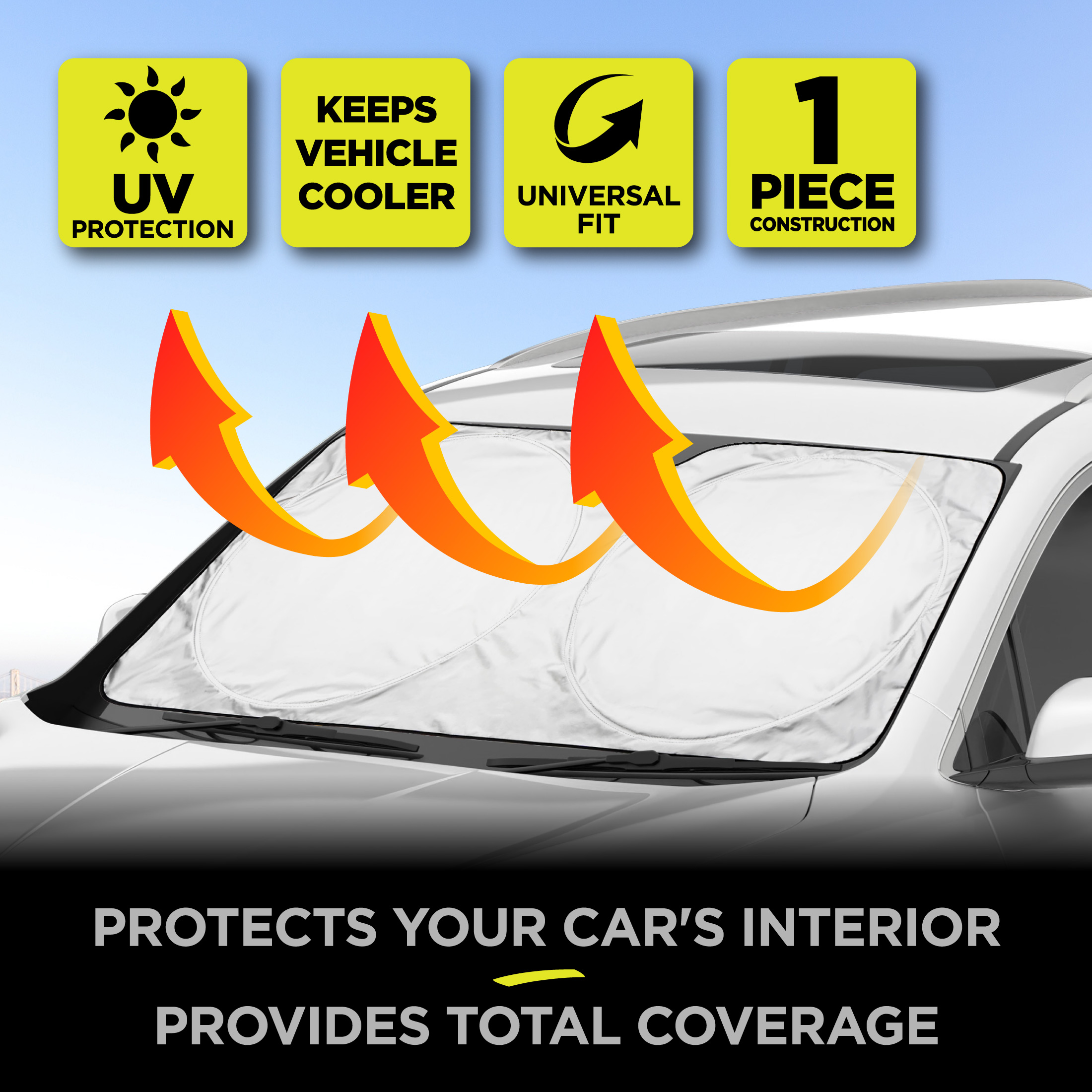 Auto Drive Foldable Windshield Sunshade, 67" x 39" photo 2