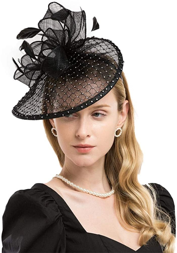 Rhinestone Feather Sinamay Fascinator 