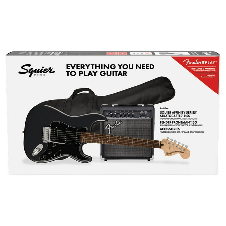 Squier Affinity Series Stratocaster HSS Pack Charcoal Frost Metallic Indian Laurel Pickguard Walmart