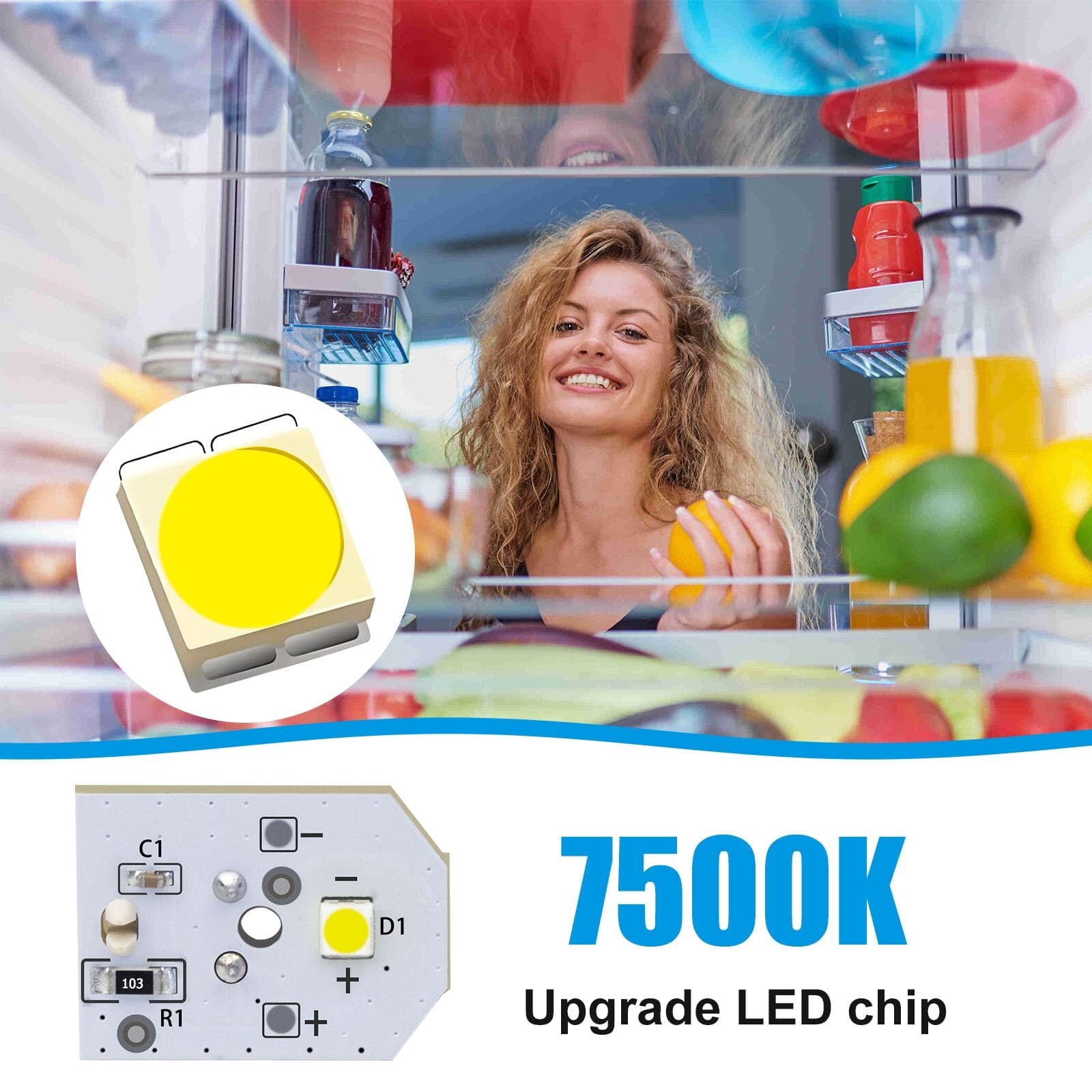 WR55X25754 LED Refrigerator Light Bulb for GE Fridge Light Bulb Replacement WR55X11132 WR55X26486 WR55X30602 EAP12172918 AP6261806 PS12172918 (4 Pack)