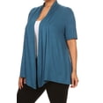 thumbnail image 3 of Women's Plus Size Short Sleeves Draped Open Front Casual Solid Cardigan, 3 of 6