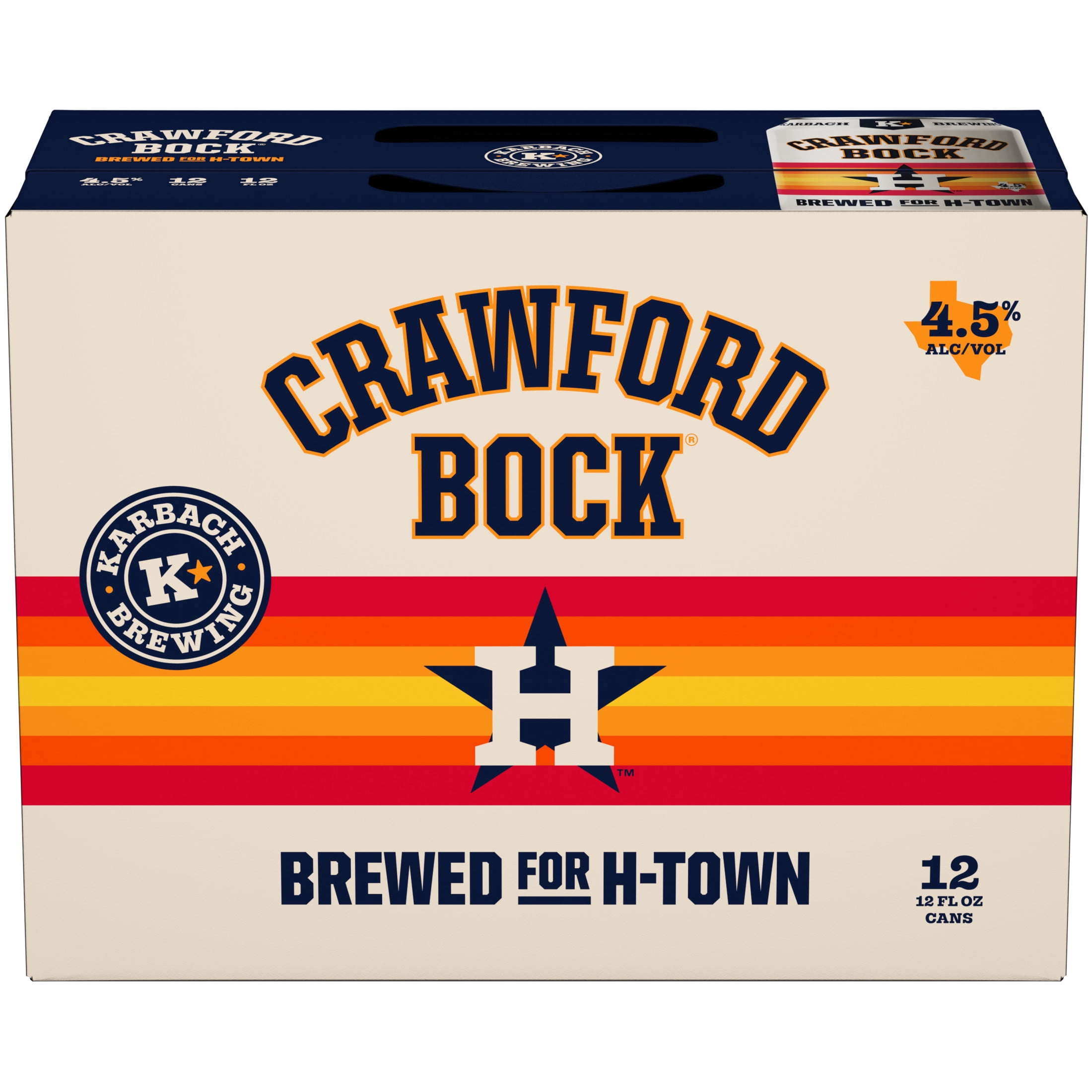 Karbach Brewing Company Crawford Bock Craft Beer, 12 pack, 12 fl oz Aluminum Cans, 4.5% ABV