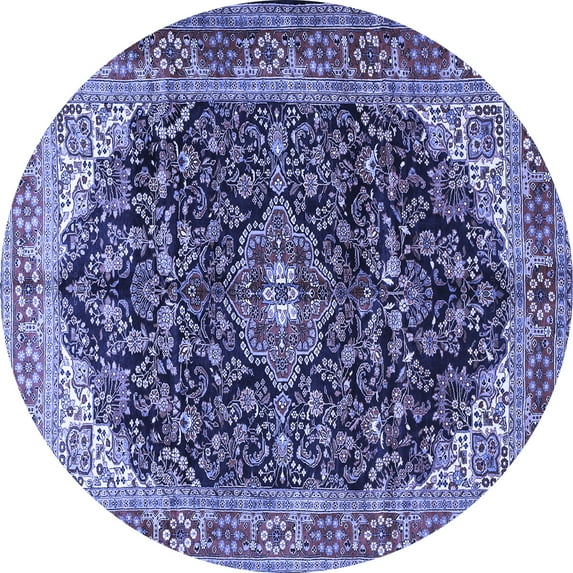 Ahgly Company Indoor Round Medallion Blue Traditional Area Rugs, 3' Round
