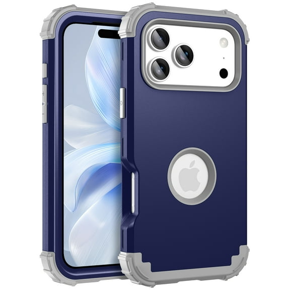 Dteck for iPhone 17 Pro Case, Heavy Duty Drop Protection Hard PC Soft Silicone Hybrid Case Anti-Scratch Shockproof Back Cover for iPhone 17 Pro,Darkblue