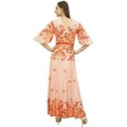 thumbnail image 3 of Bimba Women's Casual Floral Digital Printed Peach Long Moss Georgette Dress-4, 3 of 5