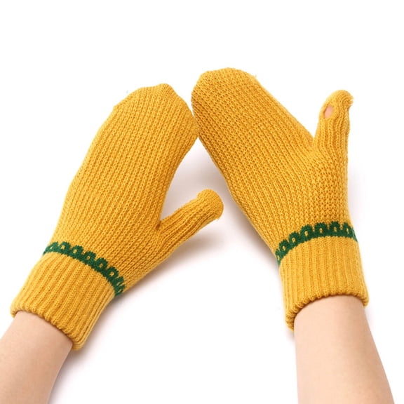 Unisex Winter Knitted Warm Mittens For Adults Couples Thermal Soft Touchscreen Gloves
