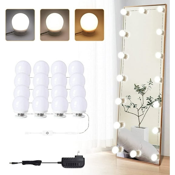 Vanity Mirror Lights with 16 Bulbs - Dimmable Brightness & Adjustable Color Temperature for Makeup and Dressing Room - Easy Plug-In Stick-On Design (Mirror Not Included)