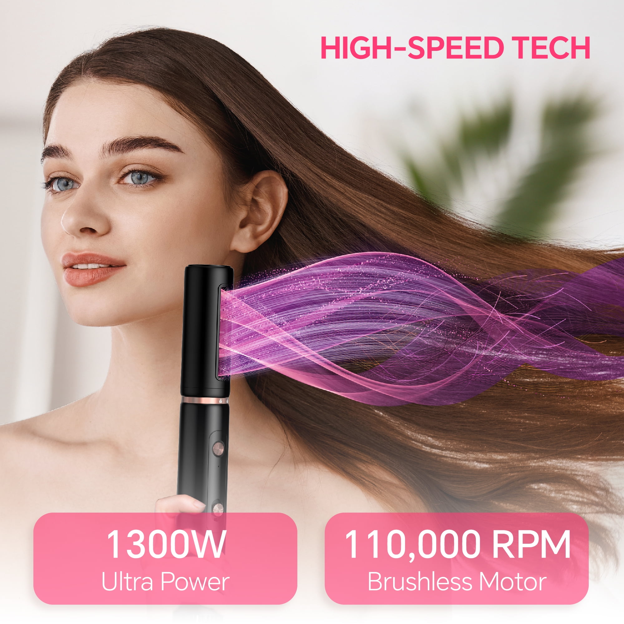 NICEBAY Hot Air Brush, Hair Dryer Brush High Speed Motor, Blow Dryer 1300W, Plastic