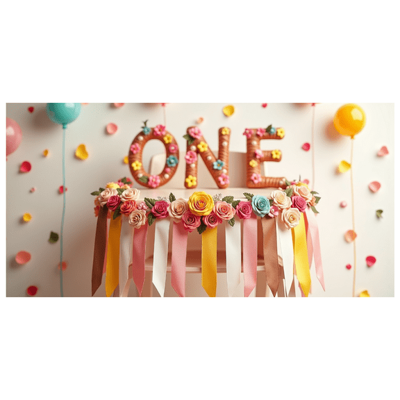 LUUFILx 1st Birthday Party Banner Gold Red Ribbon Backdrop Celebration Photography Decor Baby First Birthday Decorations Event Supplies Cake Smash