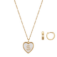 thumbnail image 2 of Believe by Brilliance Women's 14Kt Gold Flash Plated Mother of Pearl Heart Initial "S" Pendant Necklace and Hopp Earring Set, 18+2" Extender, 2 of 3