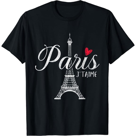 French France Paris Bonjour Marseille Monaco Eiffel T-Shirt Black Large