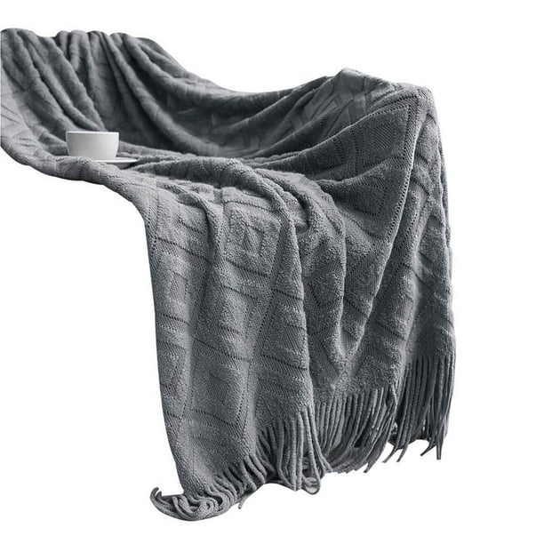 Matsuzay Manta decorativa con flecos para sofá cama, sofá, manta de punto de textura Decoración del hogar Numero 3 Matsuzay HA026865-03