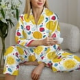 thumbnail image 6 of Uemuo Strawberry Lemon Pattern Womens Pajama Sets,PJ Set for Women,Pajamas for Women Logo,Long Sleeve Pajama Set for Women,Soft Long Sleeve Top With Pants-Medium, 6 of 9